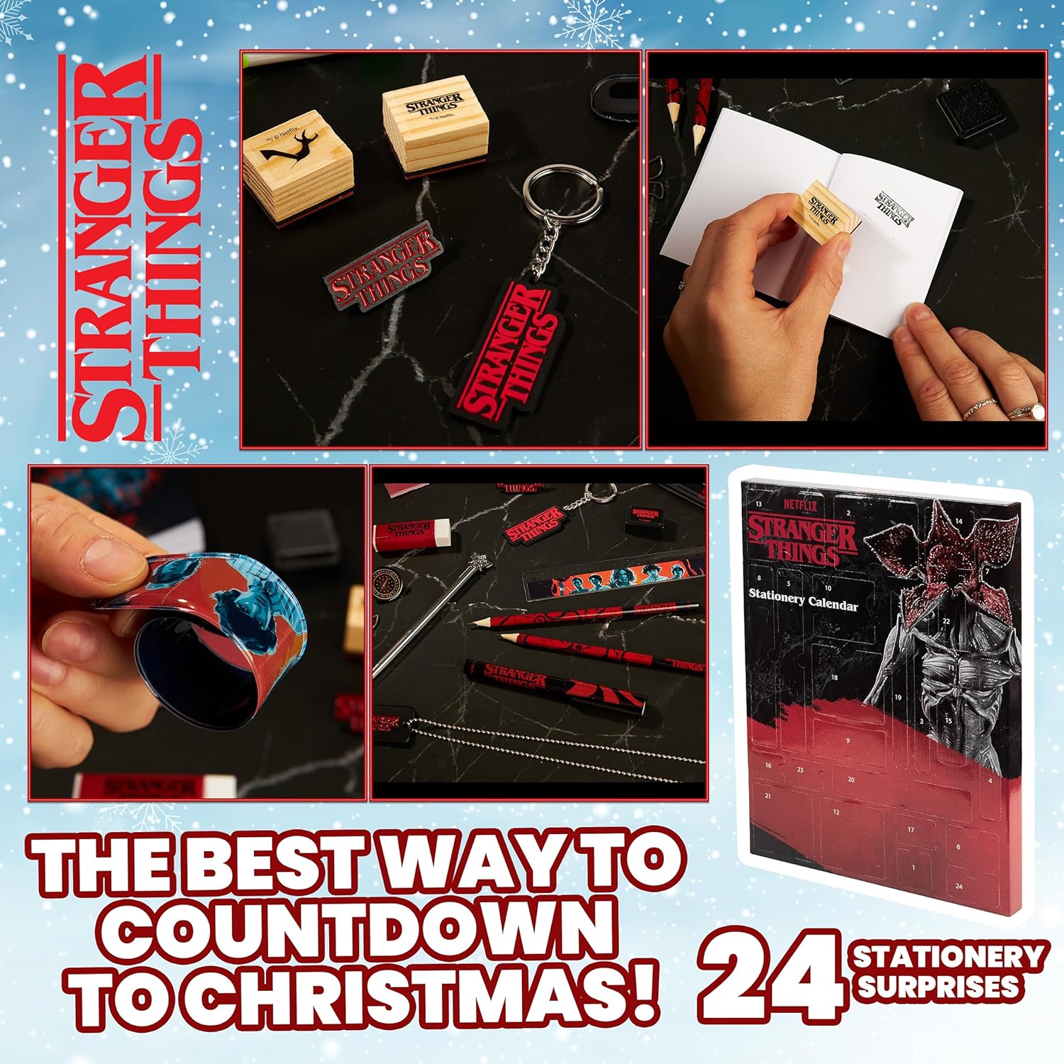 Stranger Things Advent Calendar 2025 - Exclusive Stationery, Necklace, Keyrings & Stickers Set