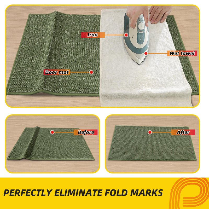 JSEI Kitchen Rugs and Mats, 2PCS Non-Slip Kitchen Mats for Floor, Machine Washable Absorbent and Stain Resistant Kitchen Runner, Carpet Mats with TPR Backing for, 24''x36''+24''x60'', Green