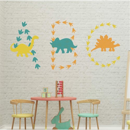 GULIGULI Dinosaur Wall Decal - Dinosaur Footprints Stickers - Vinyl Wall Art for Boys Girls Kids Bedroom Nursery Home Decor