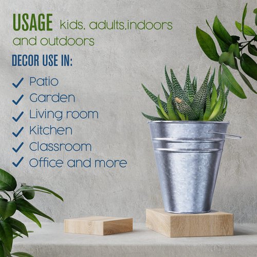 Houseables Galvanized Bucket, Small Metal Bucket, Metal Pail, Small Pail, Mini Tin Container, with Handle, Tin Cans for Crafts, Party Favor, Candy, Flower, Decorative, Silver, Little, 5 Inch, 12 Pack