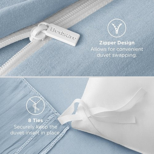 Bedsure Celestial Blue Duvet Cover Set - Extra Soft 3-Piece Full Size Bedding, 80x90 Inches with Zipper Closure & 2 Pillow Shams