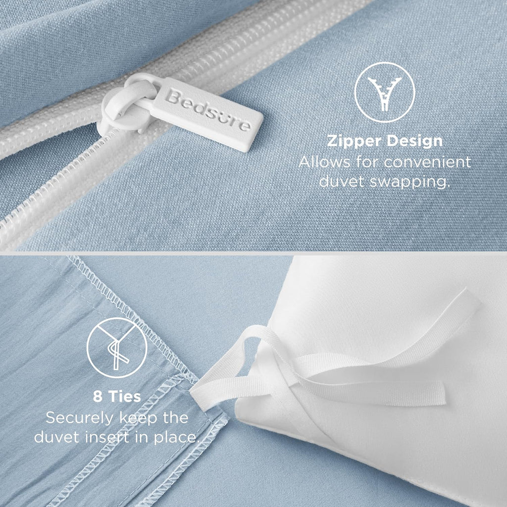Bedsure Celestial Blue Duvet Cover Set - Extra Soft Twin/Twin XL Bedding, 2 Pieces with Zipper Closure & Pillow Sham