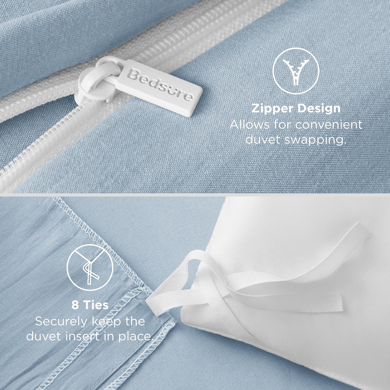 Bedsure Celestial Blue Duvet Cover Set - Extra Soft Twin/Twin XL Bedding, 2 Pieces with Zipper Closure & Pillow Sham