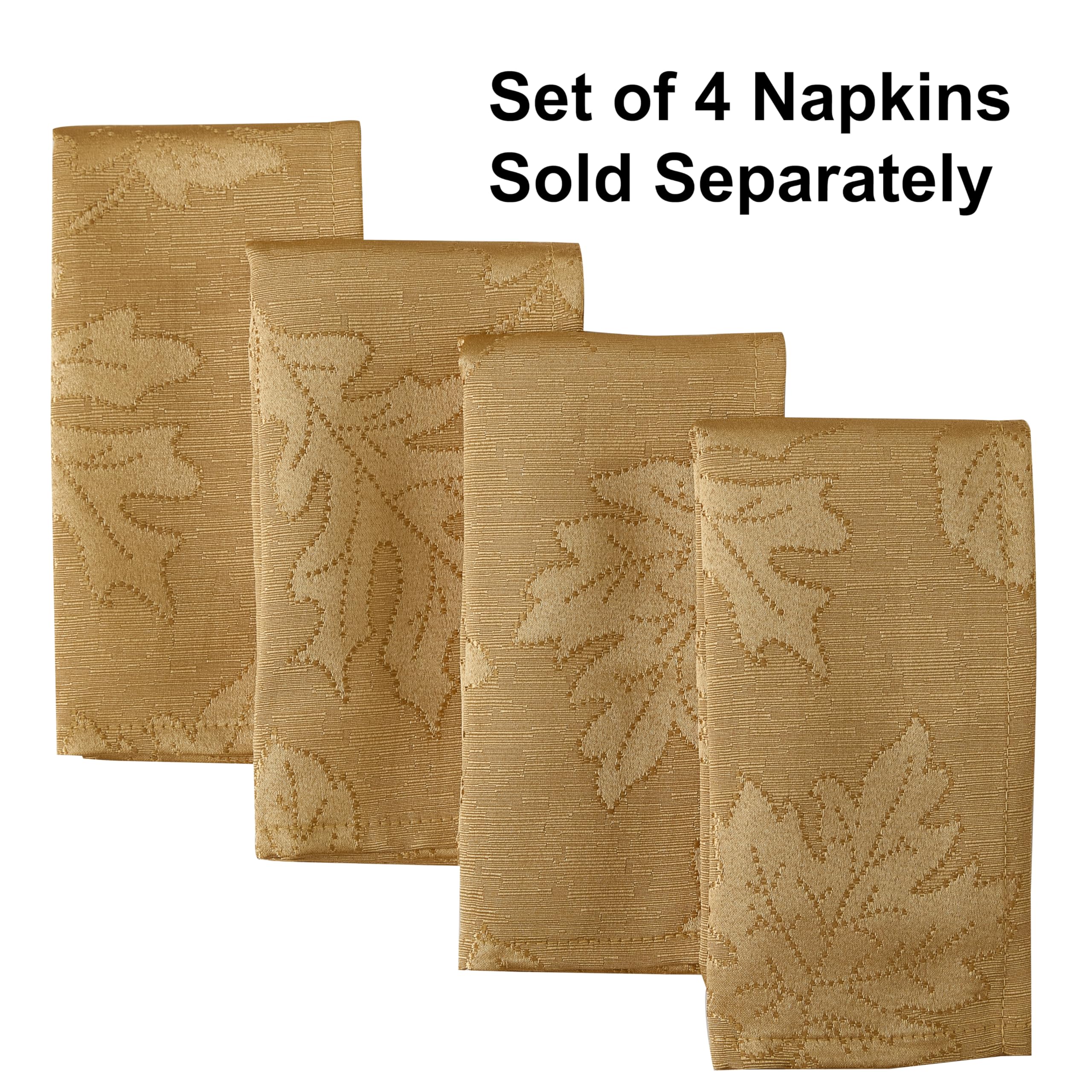 Newbridge Gold Fancy Leaves Damask Fabric Holiday Tablecloth, 70 Inch Round, Elegant Swirling Leaf Pattern, No Iron Soil Resistant Dining Room Party Table Cover