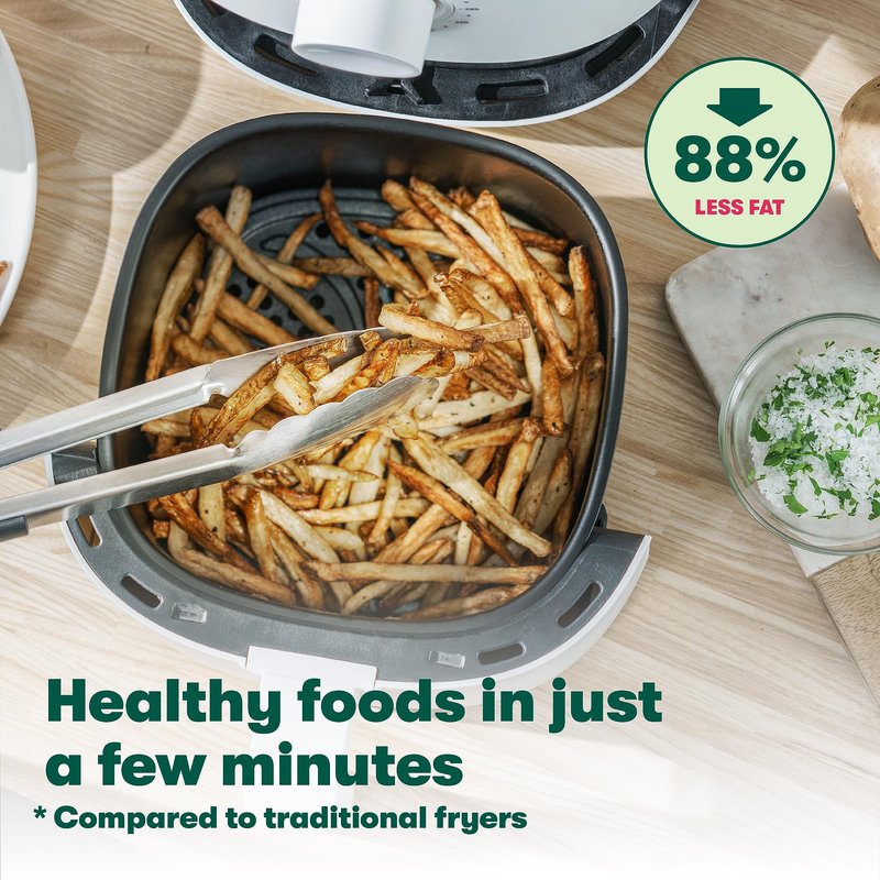 BELLA 2.9QT Manual Air Fryer, No Pre-Heat Needed, No-Oil Frying, Fast Healthy Evenly Cooked Meal Every Time, Removeable Dishwasher Safe Non Stick Pan and Crisping Tray for Easy Clean Up, Matte White