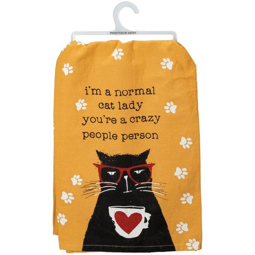 Primitives by Kathy Cotton Dish Towel Set - Cat Design, Kitchen/Bathroom Decor, Tea Towels, 28"x28"
