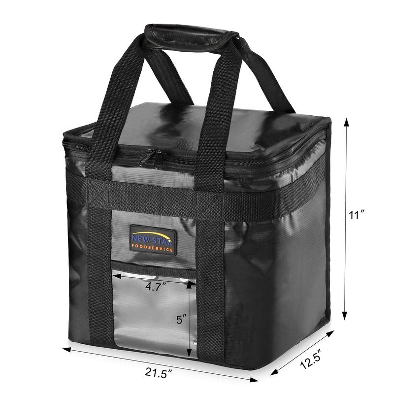 New Star Foodservice Commercial Insulated Food Delivery Bag, Half Size, 12 x 11.5 x 9.5 Inch, Black