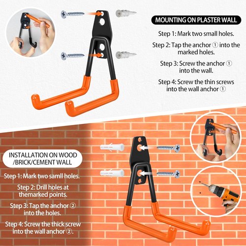 Heavy Duty Garage Hooks 28 Pack by [Brand Name] - Non-Slip PVC Coated Storage Solution for Bikes, Ladders & Tools