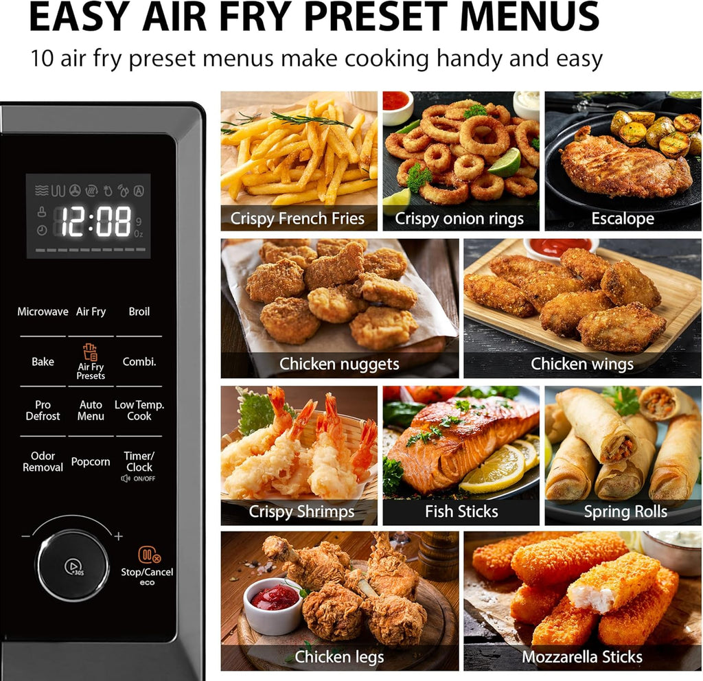 TOSHIBA Air Fryer Combo Microwave Oven - 8-in-1 Convection & Broil | 1.0 Cu.ft, Black Stainless Steel