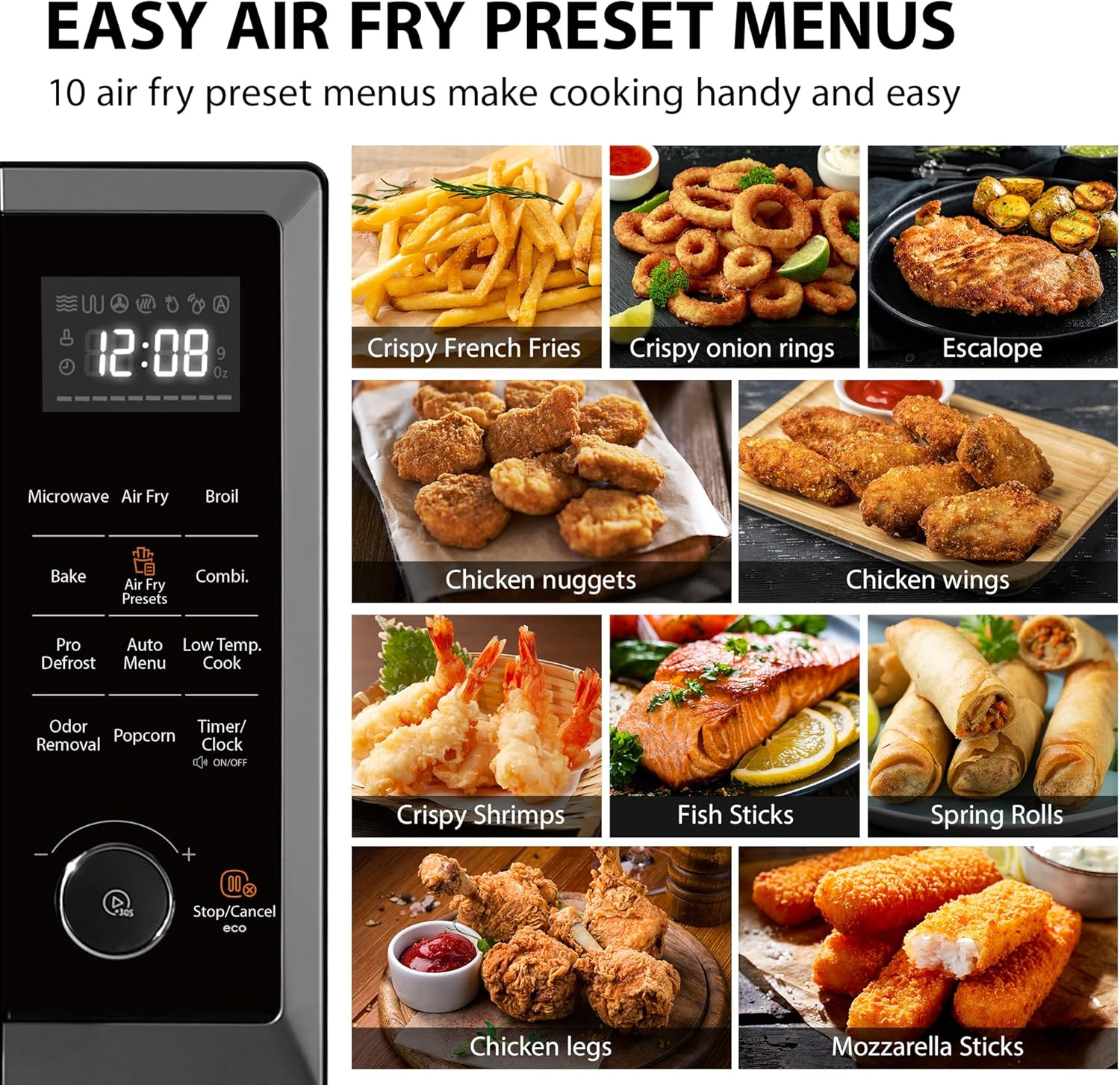 TOSHIBA Air Fryer Combo Microwave Oven - 8-in-1 Convection & Broil | 1.0 Cu.ft, Black Stainless Steel