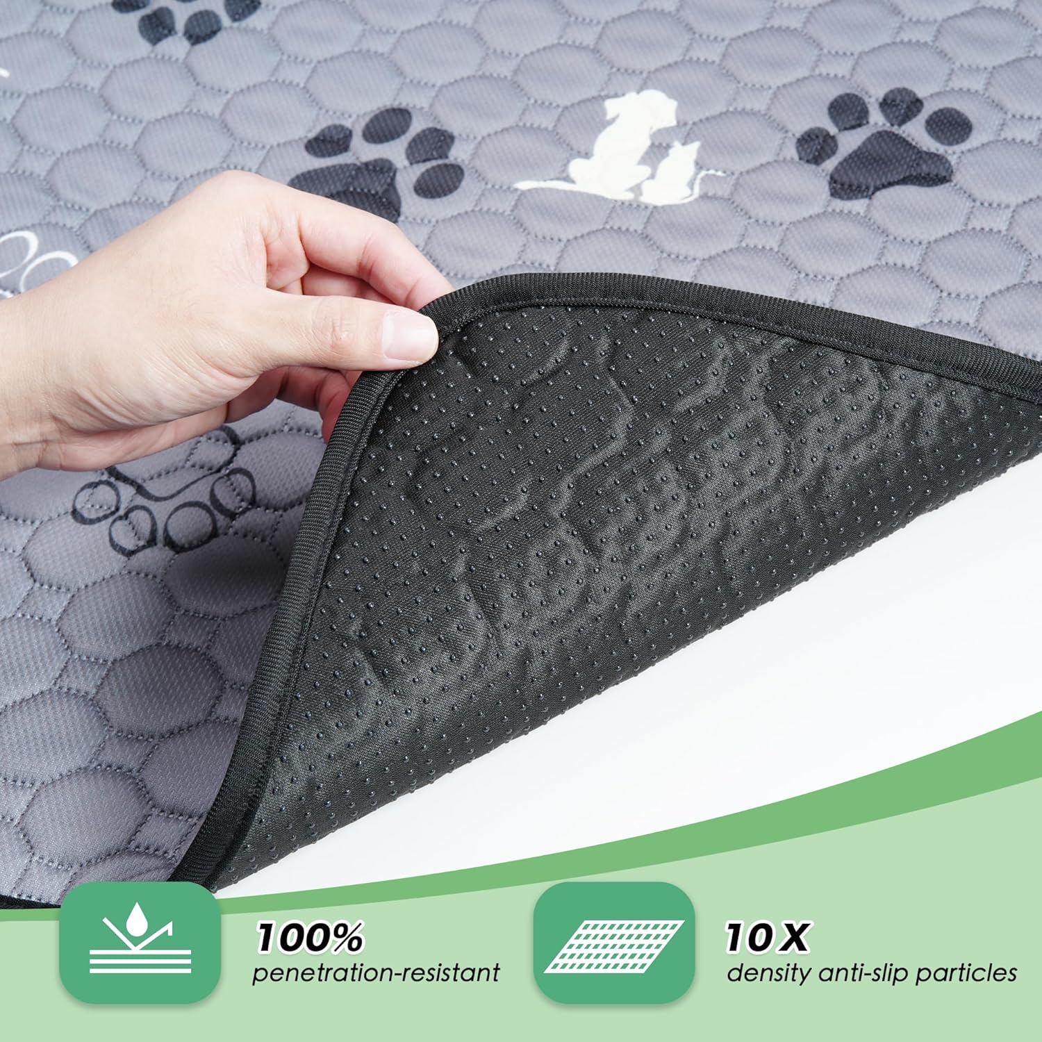 WanpeeGoo Washable Dog Pee Pads - Absorbent Reusable Training Pads, Non-Slip, Grey 18"x24" | 4 Pack