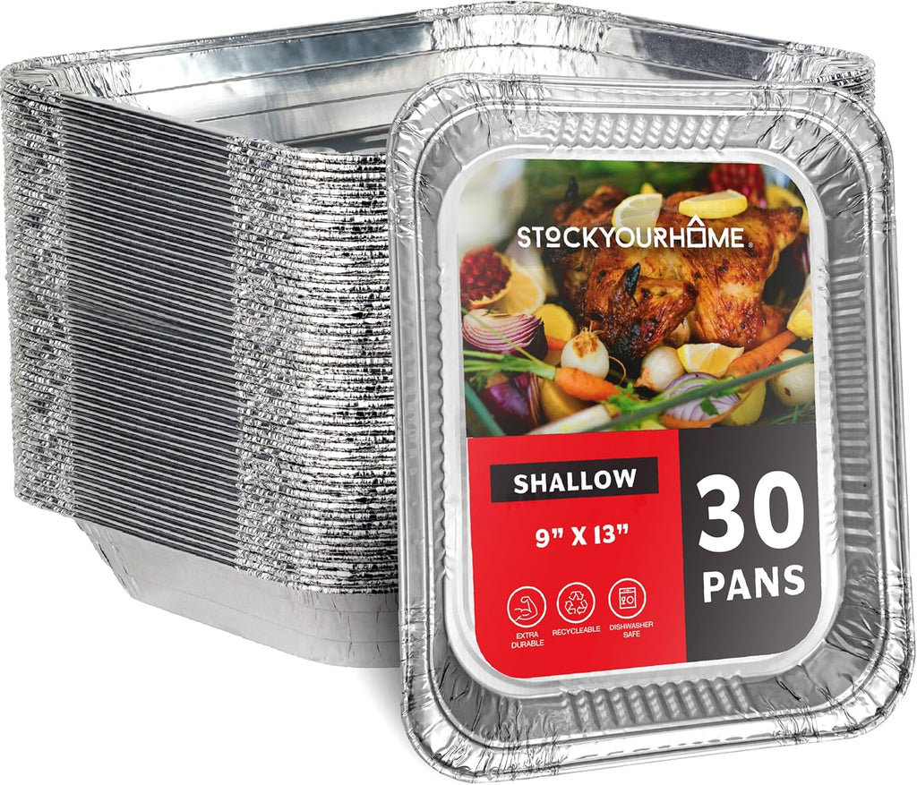 Regine Switzerland Disposable Aluminum Pans - Heavy Duty 9x13 Baking Tins | 30 Pack for Cookies, Brownies & Sheet Cake