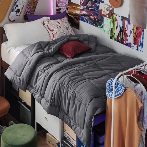 Bedsure Comforter Duvet Insert - All-Season Twin Size Quilted Down Alternative Bedding, Grey 88 x 68 Inches