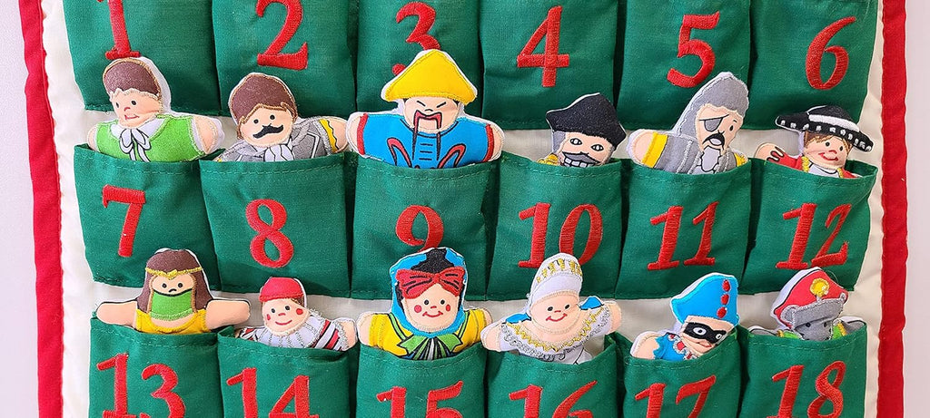 Pockets of Learning Nutcracker Advent Calendar - Interactive Christmas Décor | Embroidered Soft Fabric Wall Hanging