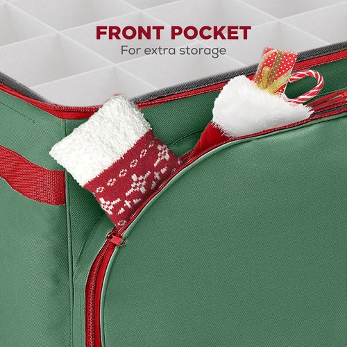 HOLDN’ STORAGE Premium Christmas Ornament Storage Container | Durable 600D Fabric, Holds Up to 72 Ornaments, Green
