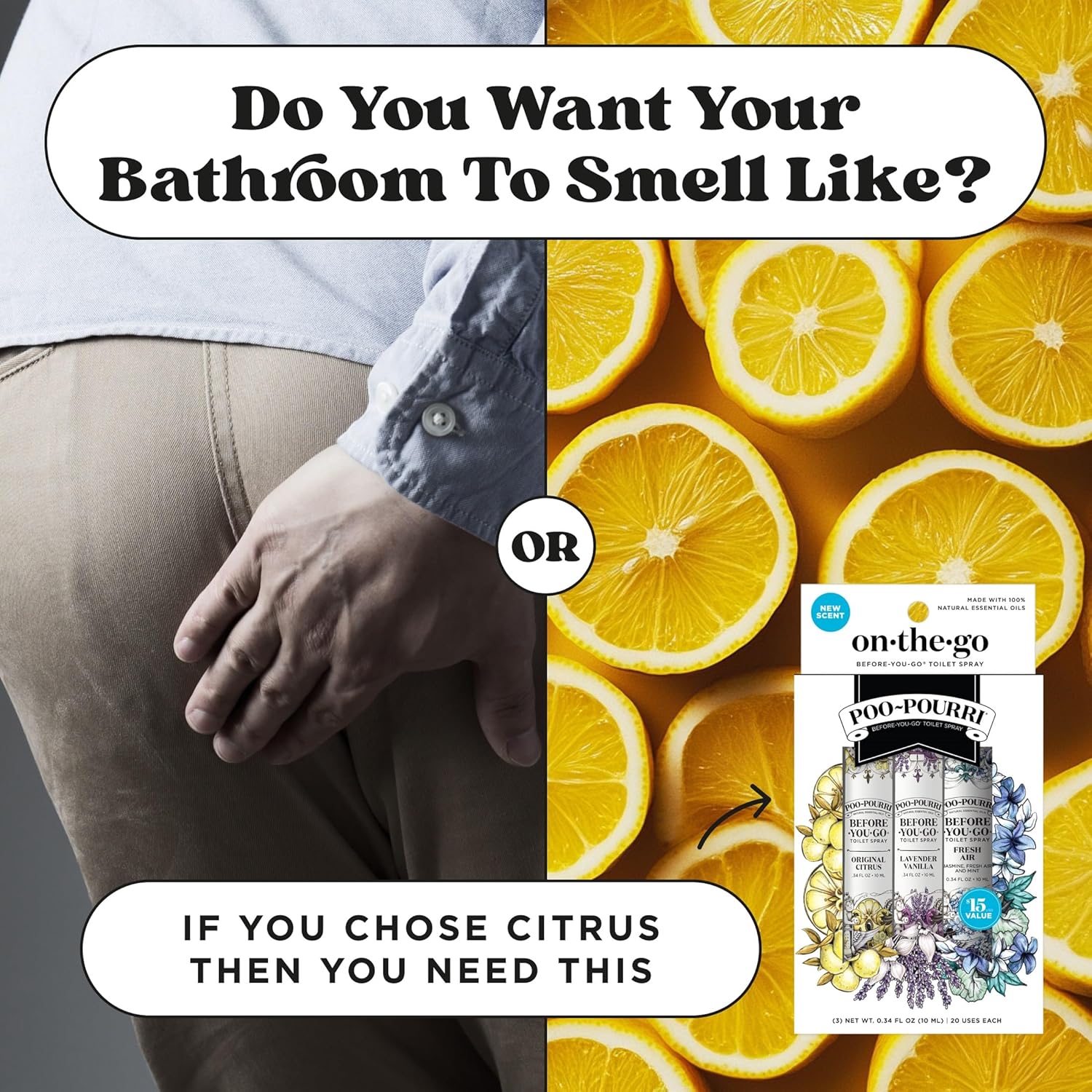 Poo-Pourri Toilet Spray - Travel Essentials Variety Pack | 3 Scents, TSA Approved, 0.34 Fl Oz Each