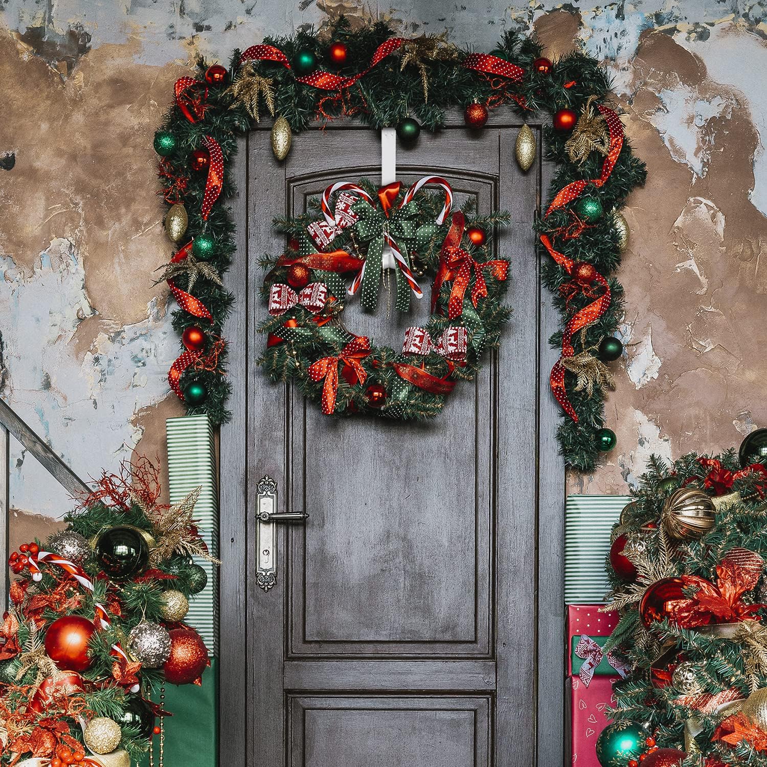 Adjustable Wreath Hanger by [Brand Name] - Over The Door Design, 15 to 25 Inches, Holds 20 lbs | Perfect for Christmas Decor