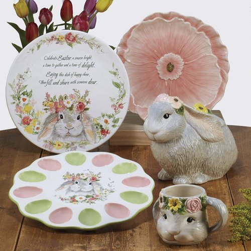 Sweet Bunny 5.75" Mugs, Set of 4, 2 Assorted Designs, Multicolor