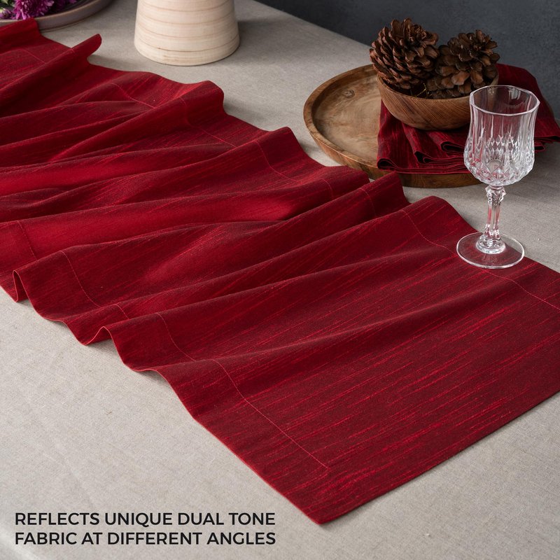 D'Moksha Homes Purple Table Runner 14 x 108 Inch - Vegan Silk, Elegant Purple Silk Table Runner 108 inch - Machine Washable for Dining, Mothers Day - 100% Cruelty Free, Recycled Fabric