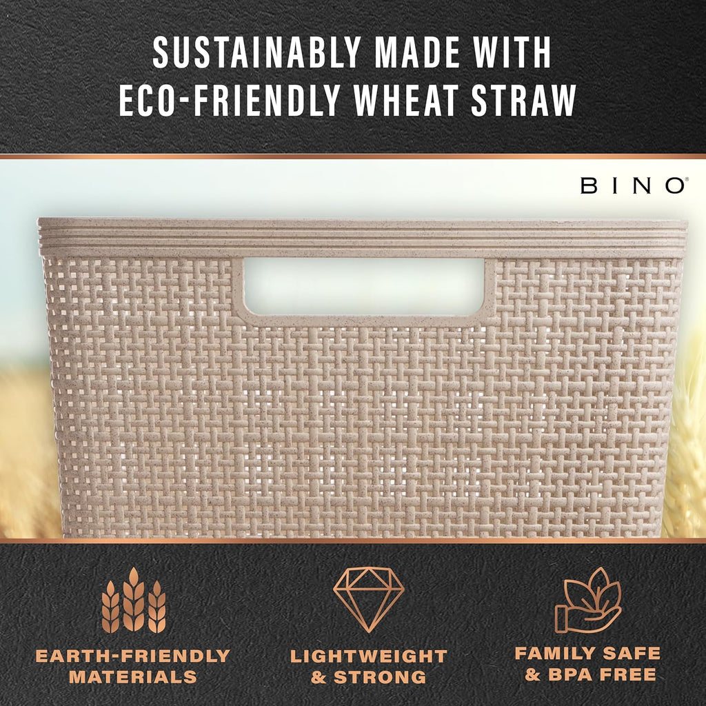 BINO Woven Plastic Basket - Stylish Natural Grey XS | 5-Pack for Space-Saving Home Organization