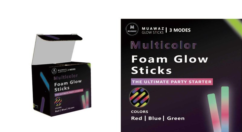 52 PCS Giant 18 Inch Foam Glow Sticks, Bulk Glow Sticks with 3 Modes Colorful Flashing, Led Foam Glow Sticks for Kids Birthday Wedding Dance Floor Props Halloween Christmas New Year Party Favors