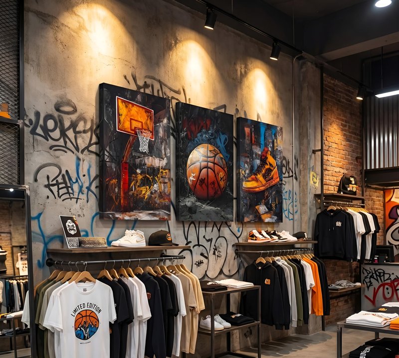 3pcs Graffiti Basketball Canvas Wall Art Basketball Court Sneakers Pictures Wall Decor Retro Abstract Graffiti Teen Posters Prints for Teen Boys Living Room Bedroom Decoration Ready To Hang