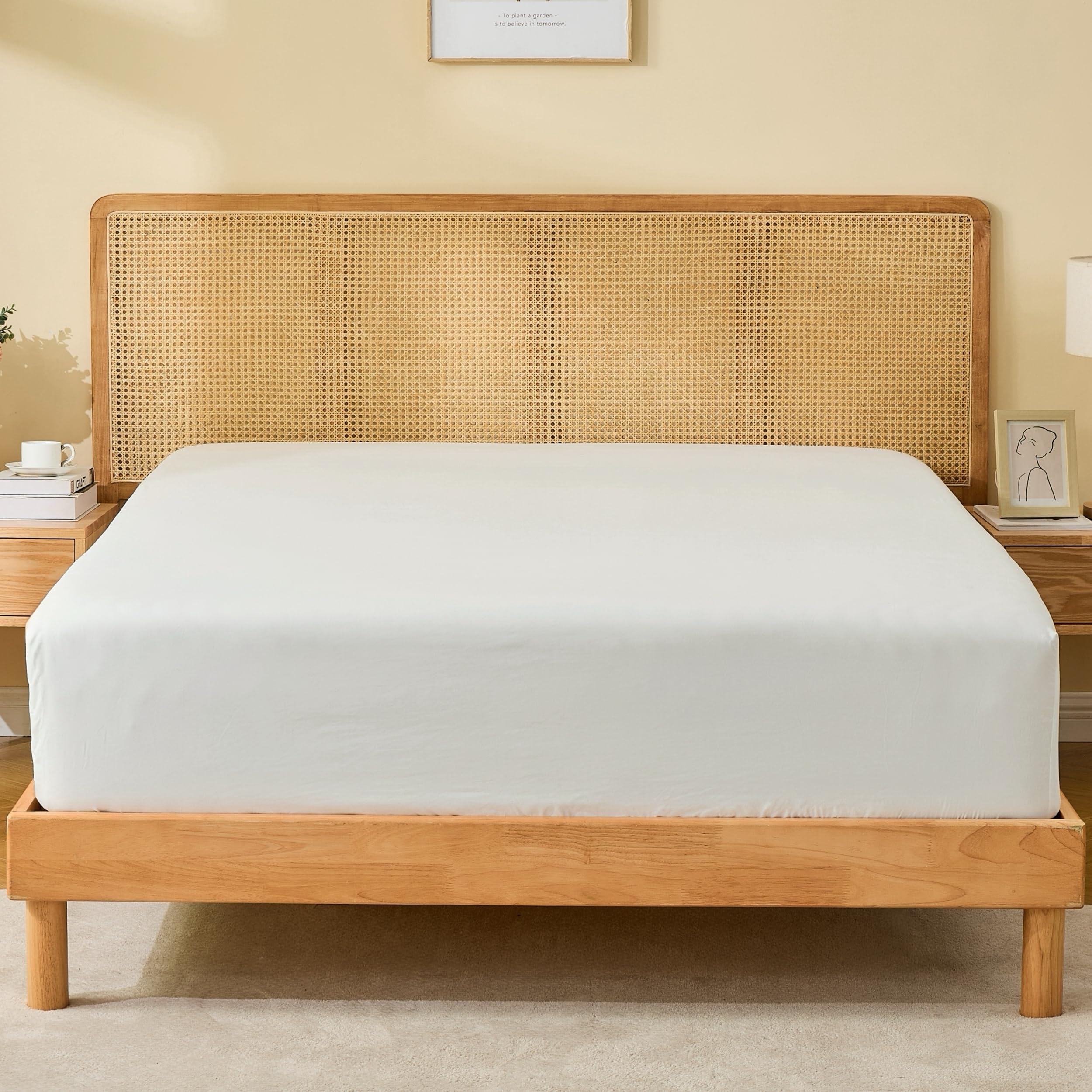 GOKOTTA King Fitted Sheet Only, 16-Inch Deep Pocket King Size Fitted Sheet with Elastic Corner Straps -Washed & Brushed Microfiber Polyester- Ultra Soft, Hotel Luxury, Non Slip, Wrinkle-Free - White