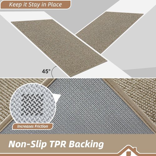 BEQHAUSE Dirt Trapper Door Mat - Non-Slip, Washable, Absorbent | 36" x 60", Light Beige Entryway Mat