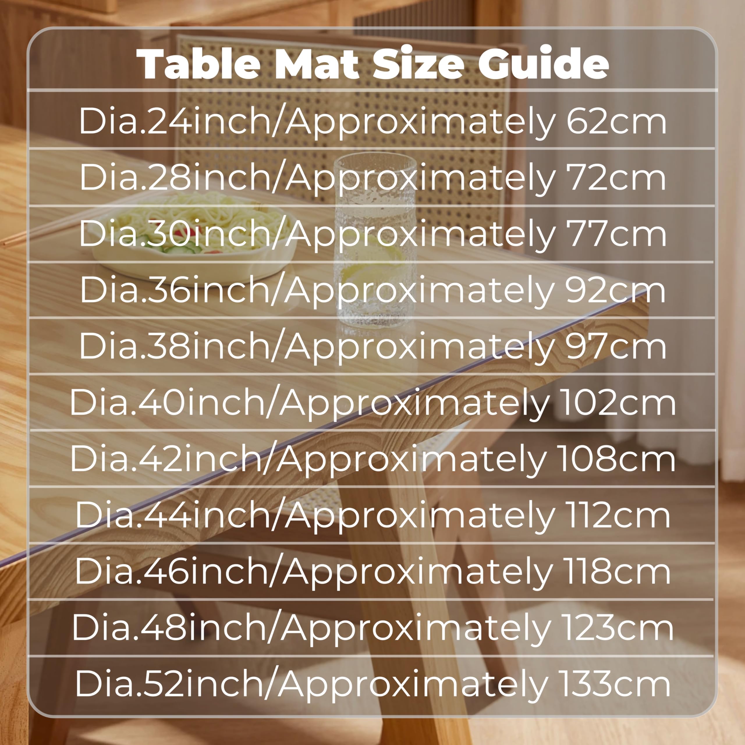 46" Dia Round Clear Table Mat Protector 2mm Thick Plastic Tablecloth Large Clear Vinyl Pad Reuseable PVC Protective Film for Home Restaurant Coffee Bar Hotel