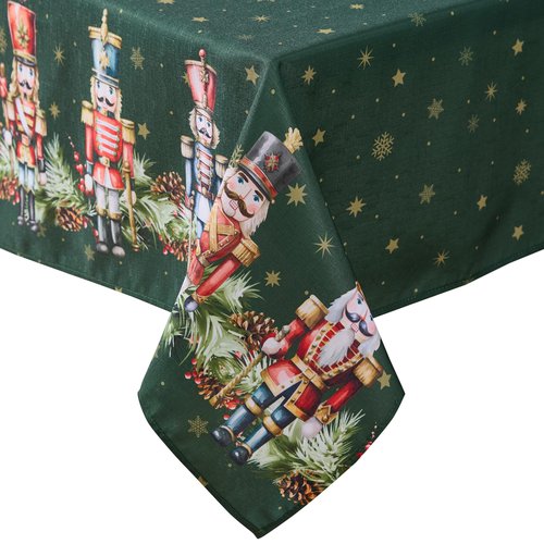 Newbridge Christmas Nutcracker Border 60 x 84 Inch Rectangle Fabric Tablecloth, Hunter Green Holiday Table Cover for Dinner Party and Banquet