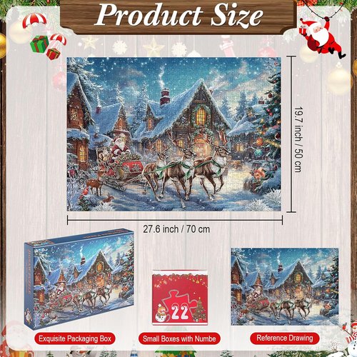 Civaner Christmas Advent Calendar - 1008-Piece Jigsaw Puzzles for Adults | 24-Day Countdown Fun