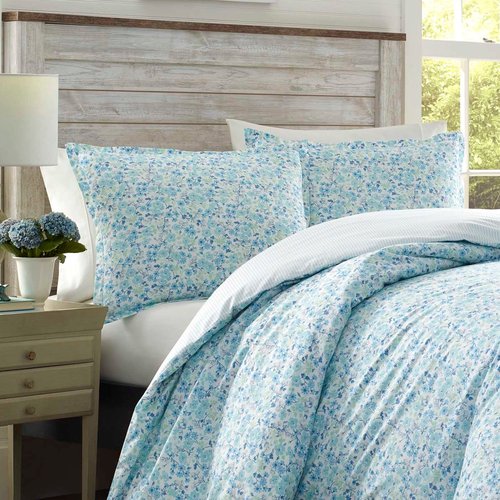 Laura Ashley - Twin Duvet Cover Set, Reversible Cotton Bedding with Matching Sham, Lightweight Cotton Bedding for All Seasons (Jayne Winter Green, Twin)