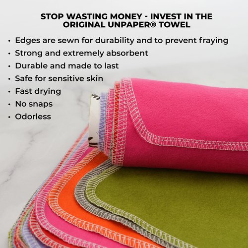 Marley's Monsters UNpaper Towels - 12 Count roll, Reusable Paper Towels Cotton, Tree Free (Vintage Lemons)