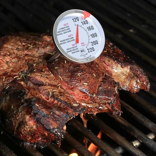 Escali AH1 Stainless Steel Meat Thermometer - Oven Safe 2.5-Inch Dial with Temperature Labels for Beef, Poultry, Pork & Veal