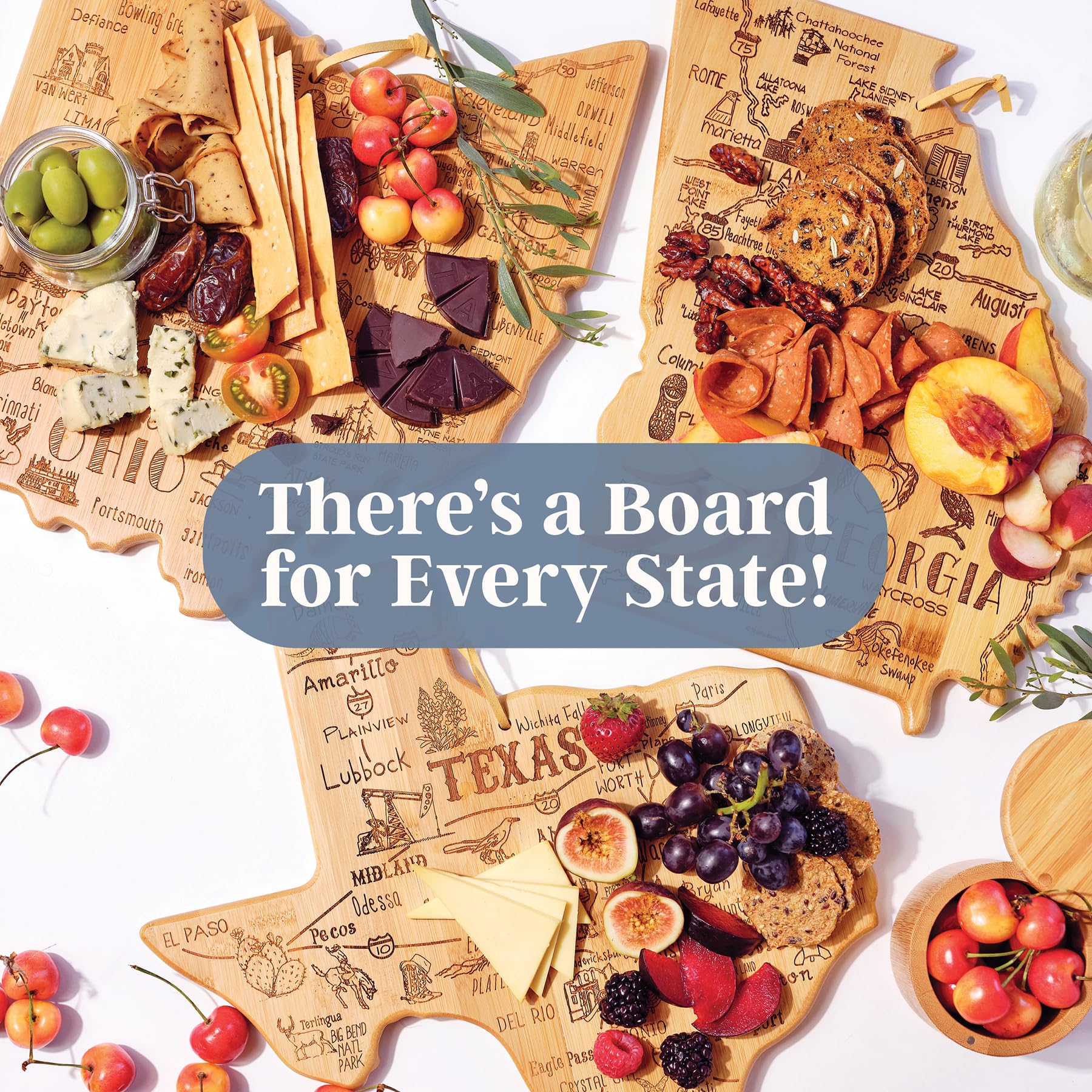 Totally Bamboo Destination Oregon Shaped Cutting Board – Bamboo Charcuterie and Serving Board with Hang Tie for Wall Display