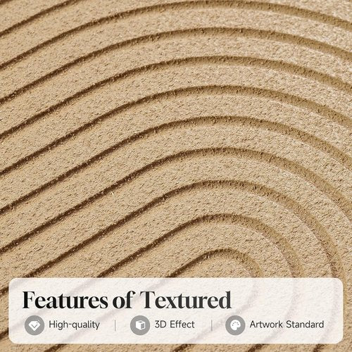 Boho Abstract Wall Art Set by [Brand Name] - 3 Piece 3D Textured Framed Artwork | Modern Minimalist Beige & Brown Decor 24x36 In