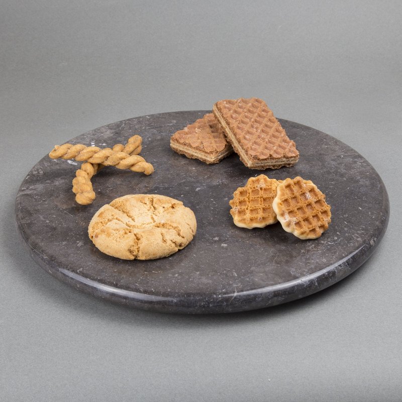 Creative Home Natural Charcoal Marble 12 Inch Round Cheese Board Charcuterie Board Dessert Bread Serving Platter For Kitchen Baking Party Serving, 12 Inch Diameter, Grey