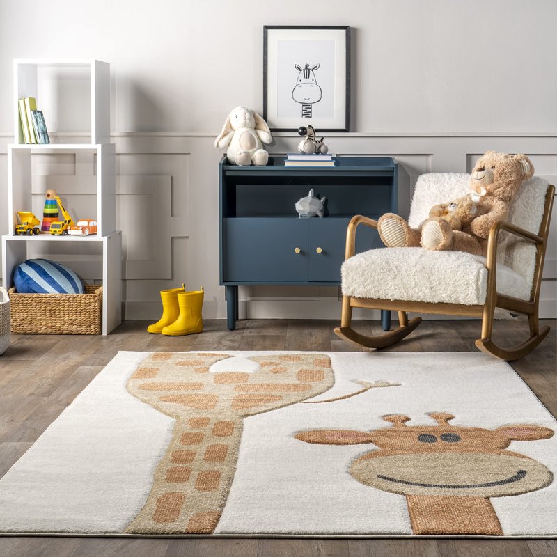 Nuloom Anabell Beige/Ivory, 4' x 6', Giraffe Print, Soft and Cozy, High Traffic, Stain Resistant, Easy Clean, Durable Area Rug for Bedroom, Living Room, Dining Space, Den, Foyer, Entryway