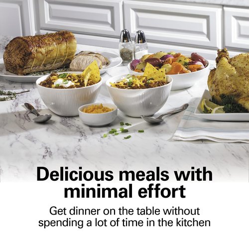 Hamilton Beach 6-Quart Slow Cooker with 3 Cooking Settings & Portable Slow Cooker Travel Bag