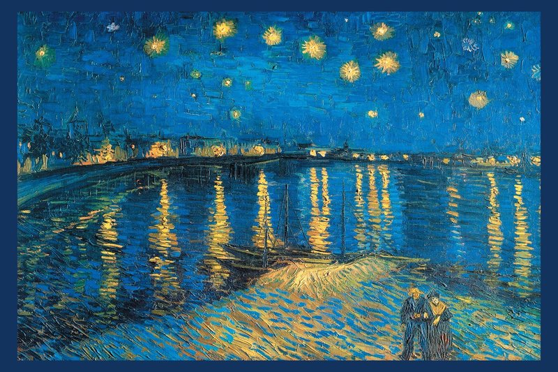 ART.COM Wall Art Prints Night at the Rhone by Vincent van Gogh, Scenic Decor, 24" x 16"