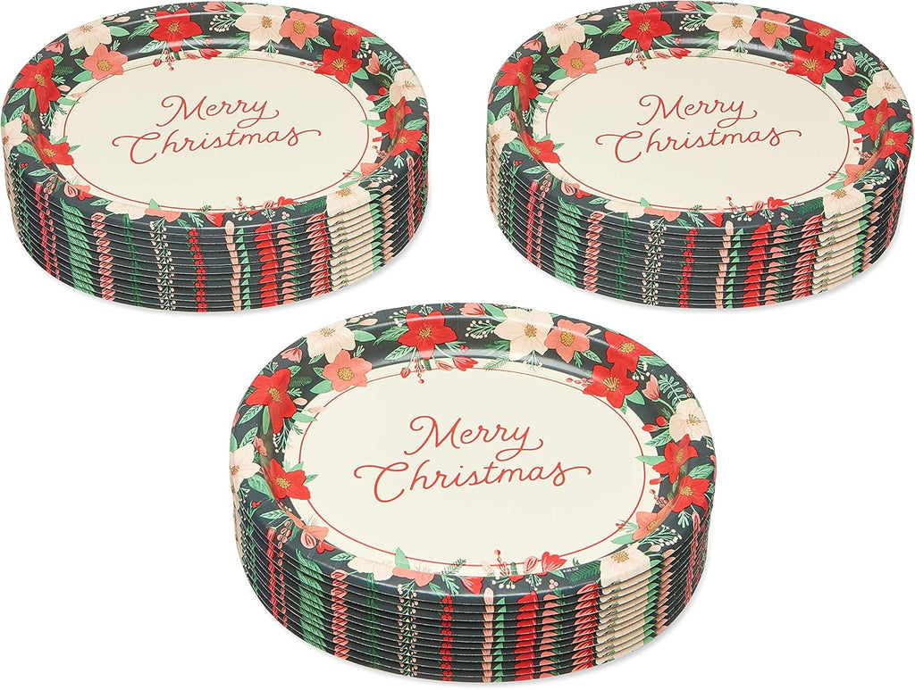 American Greetings Paper Dinner Plates - 36-Count Winter Floral Design | 12.25 Inch Size