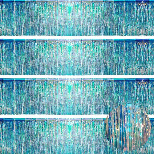 Iridescent Tinsel Garland 48FT - Sparkling Birthday Decorations for Girls - Perfect for Mermaid & Unicorn Parties