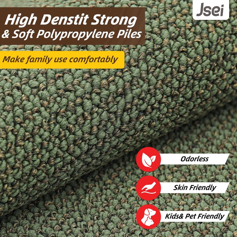 JSEI Kitchen Rugs and Mats, 2PCS Non-Slip Kitchen Mats for Floor, Machine Washable Absorbent and Stain Resistant Kitchen Runner, Carpet Mats with TPR Backing for, 24''x36''+24''x60'', Green