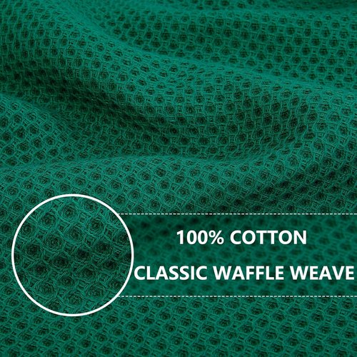 Homaxy Kitchen Dish Cloths - 100% Cotton Waffle Weave, Ultra Soft & Absorbent, 12x12 Inches, 6-Pack | Dark Green
