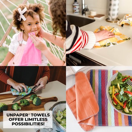 Marley's Monsters UNpaper Towels - 12 Count roll, Reusable Paper Towels Paperless, Cotton, Tree Free (Monochrome)