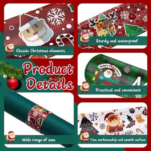 Lewtemi Christmas Wrapping Paper Roll Holder Clips - 24 Pcs | 12 Designs for Easy Holiday Gift Organization