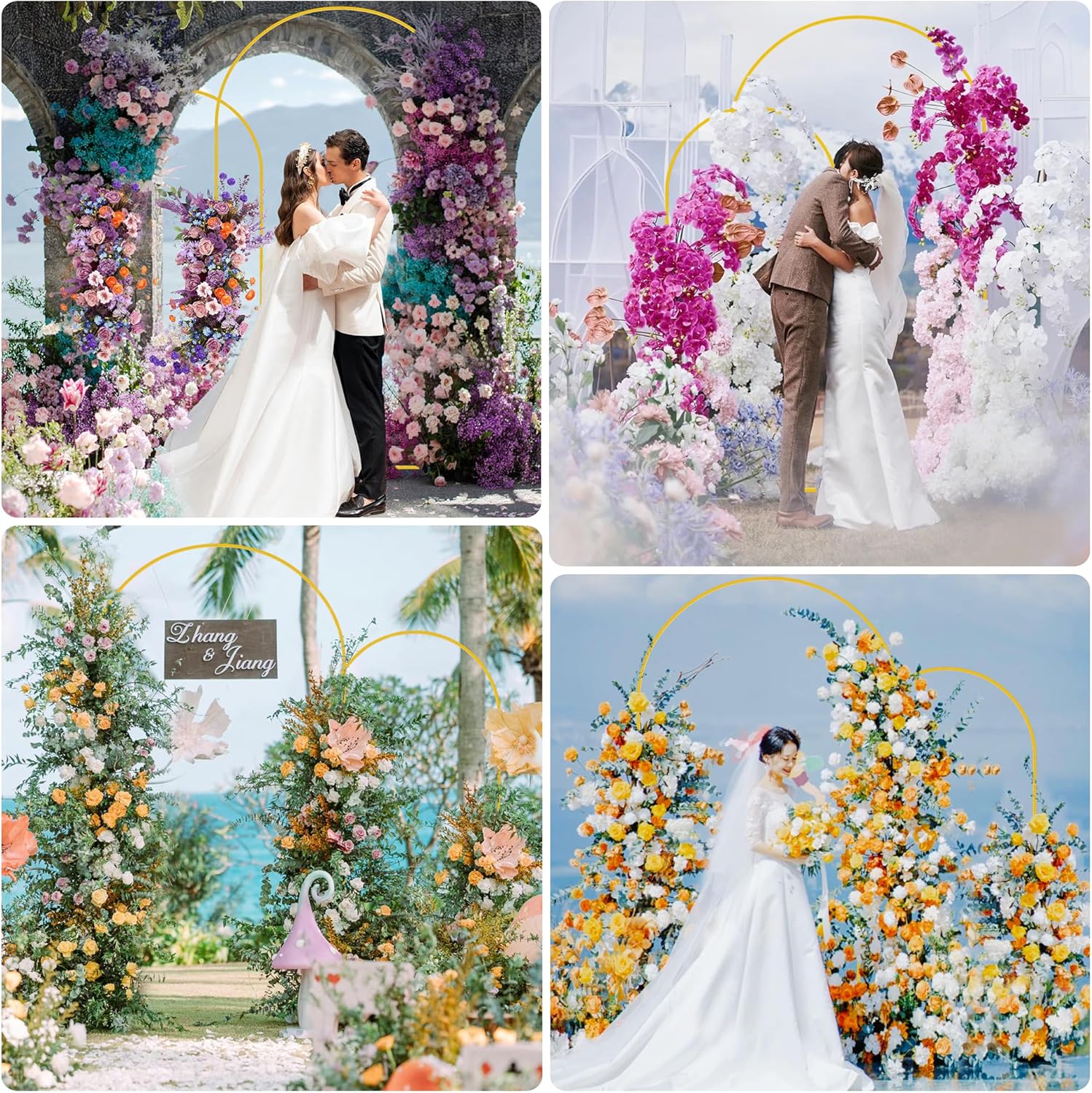 Wokceer Wedding Arch Stand Set - Metal Backdrop with Beige Cover for 7.2FT & 6FT Events | Perfect for Ceremonies & Parties