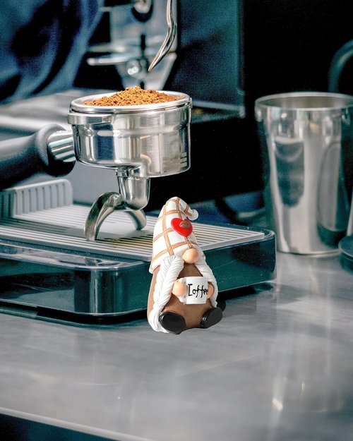 iStatue Hand-Painted Resin Swedish Gnome Figurine - Female Coffee Lover Decor for Kitchen Counter