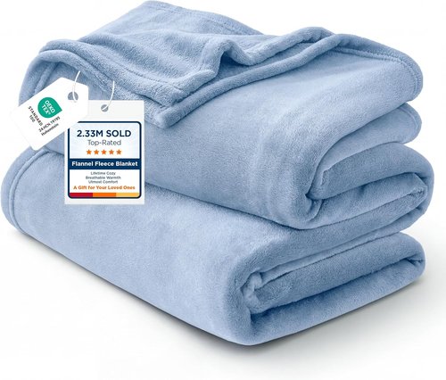 Bedsure GentleSoft Fleece Blanket - Lightweight Plush Cozy Twin Size in Light Blue, 60x80 Inches