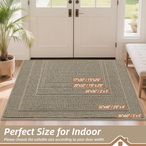 BEQHAUSE Dirt Trapper Door Mat - Non-Slip, Washable, Absorbent | 36" x 60", Light Beige Entryway Mat